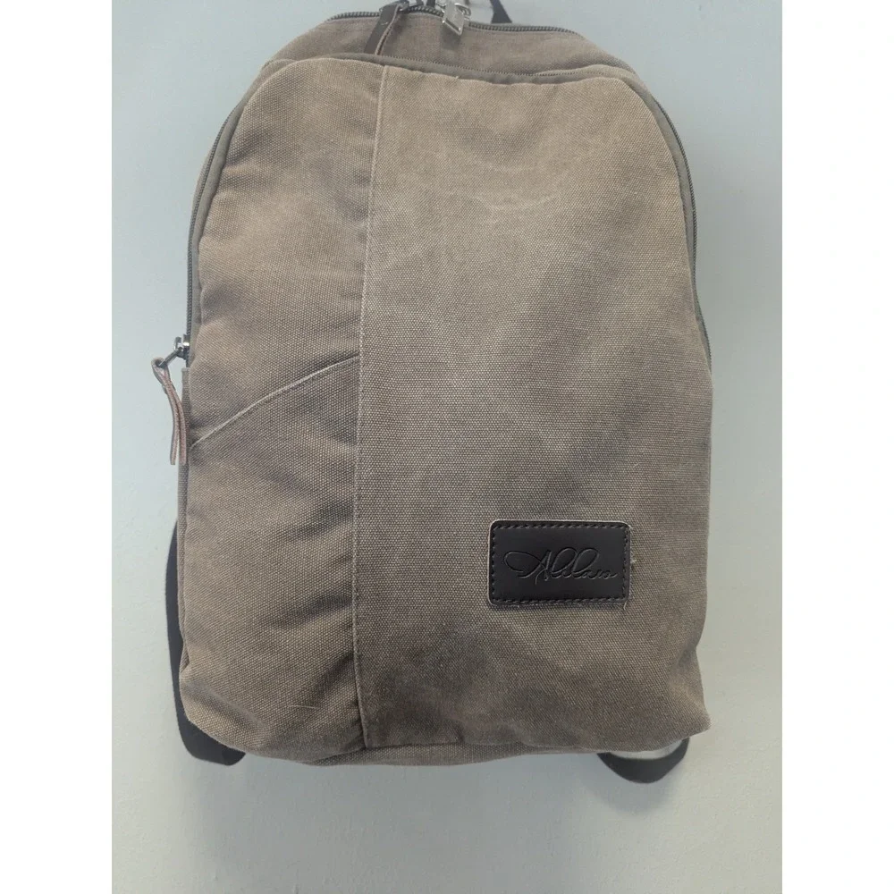 Canvas Backpack Brown Laptop Travel School Bag Brown Trim Alilaus Day bag